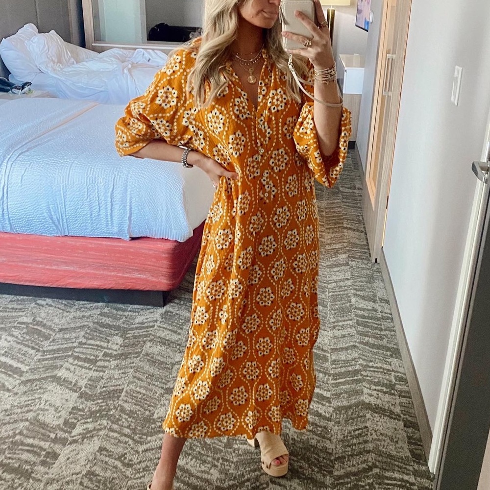 Zara Orange Midi Dress